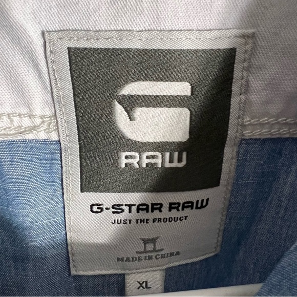 G Star Raw Mens Arc 3D Long Sleeve Shirt Size XL blue Western Cowboy Button Snap - Picture 12 of 16